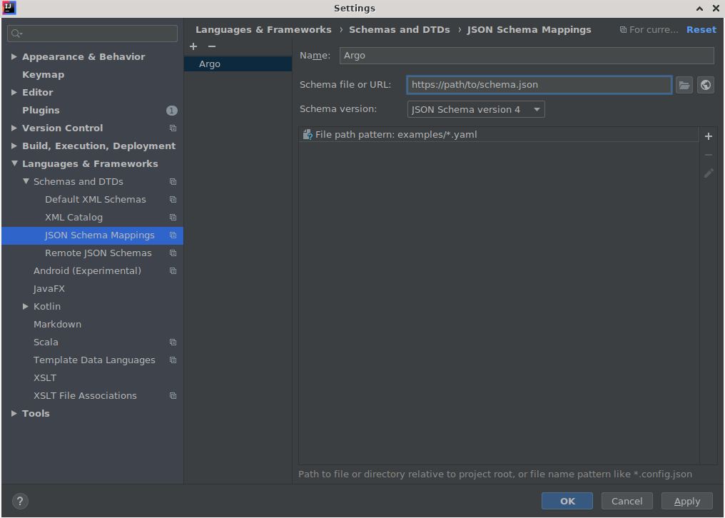 JetBrains IDEs Configure Schema